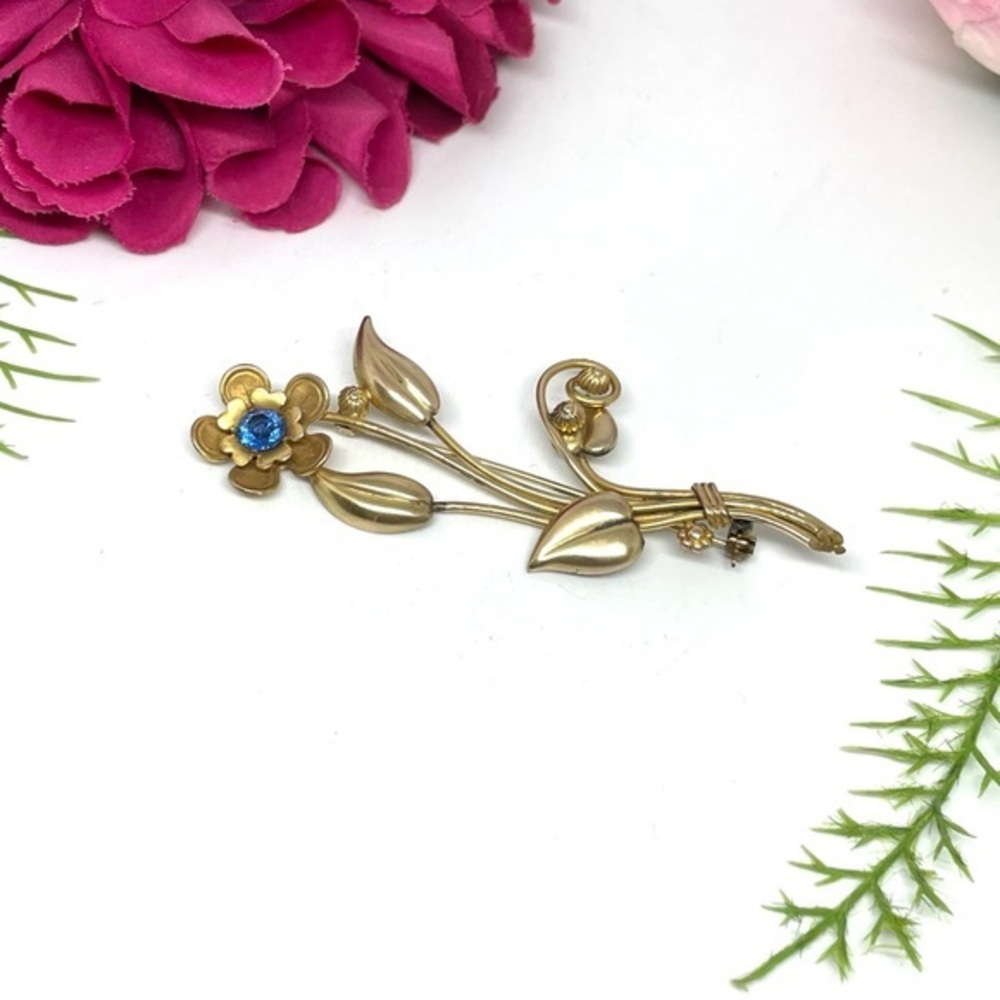 VINTAGE⚜️10K Gold Filled Dainty Floral Long Stem Brooch